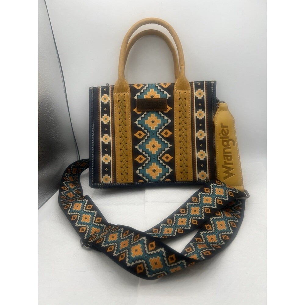 Wrangler Tote Crossbody Southwestern Guitar Strap Purse Blue Handbag New